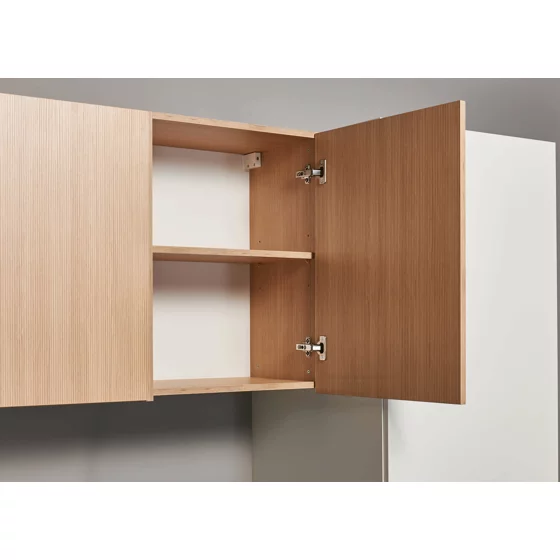 Bucatarie Makati 340x60x215 h cm, Pal Melaminat, Alb Mat/Stejar picture - 5