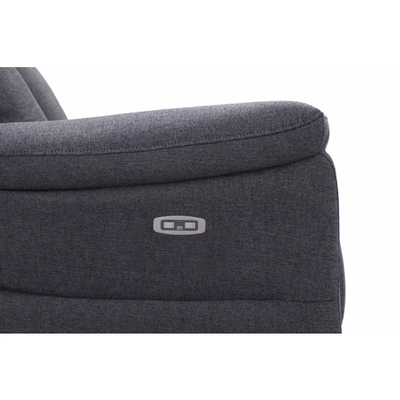 Canapea cu Recliner Baxter, 2 Locuri, Actionare Electrica, 146x94x102 h cm, Stofa Gri picture - 4