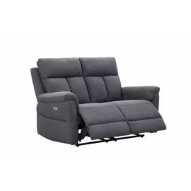 Canapea cu Recliner Baxter, 2 Locuri, Actionare Electrica, 146x94x102 h cm, Stofa Gri