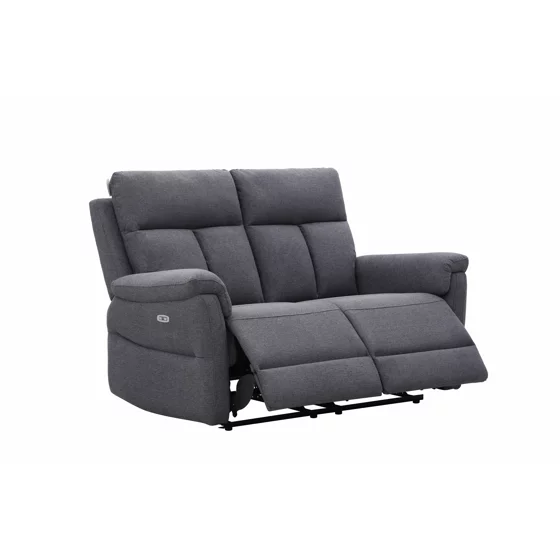Canapea cu Recliner Baxter, 2 Locuri, Actionare Electrica, 146x94x102 h cm, Stofa Gri picture - 1