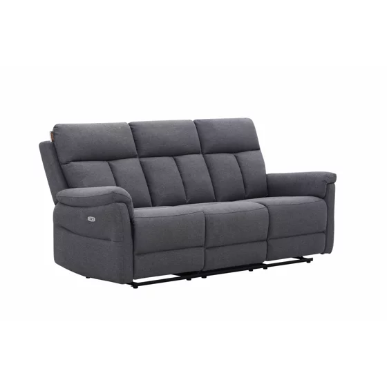 Canapea cu Recliner Baxter, 3 Locuri, Actionare Electrica, 203x94x102 h cm, Stofa Gri picture - 1
