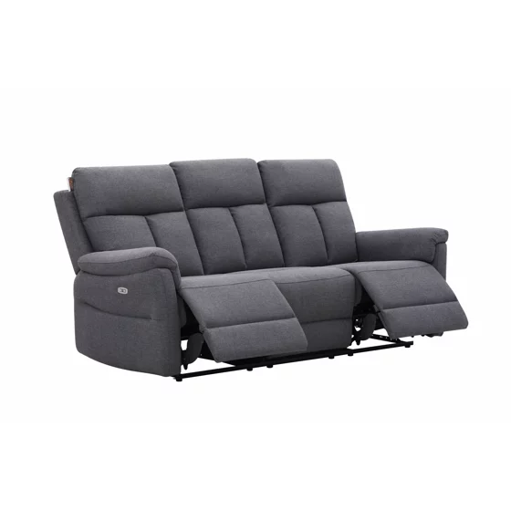 Canapea cu Recliner Baxter, 3 Locuri, Actionare Electrica, 203x94x102 h cm, Stofa Gri picture - 2