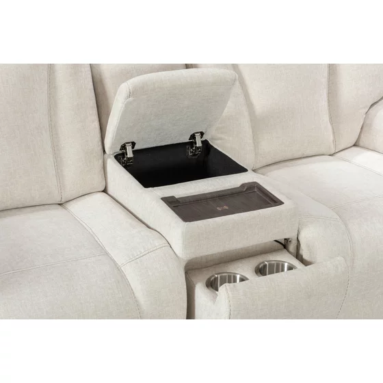 Canapea cu Recliner Electric si Bar, Snug 2L, 201x96x106 h cm,  Stofa, Beige picture - 2