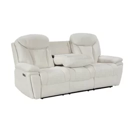 Canapea cu Recliner Electric si Suport pentru Pahare, Snug 3L,  228x96x106 cm,  Stofa, Beige