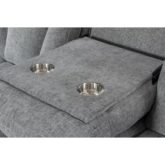 Canapea cu Recliner Electric si Suport pentru Pahare, Snug 3L, 228x96x106 cm,  Stofa, Gri picture - 3