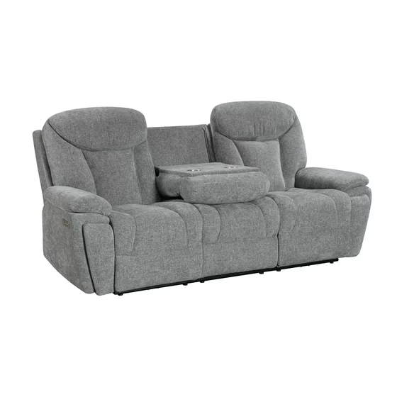 Canapea cu Recliner Electric si Suport pentru Pahare, Snug 3L, 228x96x106 cm,  Stofa, Gri picture - 1