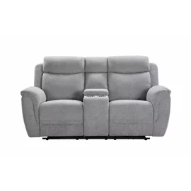 Canapea cu Recliner Gregory, 2 Locuri, Actionare Electrica, Bar, 184x95x102 h cm, Stofa Gri