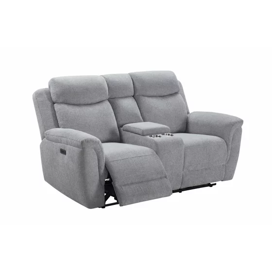 Canapea cu Recliner Gregory, 2 Locuri, Actionare Electrica, Bar, 184x95x102 h cm, Stofa Gri picture - 2