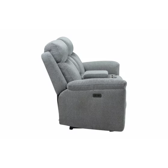 Canapea cu Recliner Gregory, 2 Locuri, Actionare Electrica, Bar, 184x95x102 h cm, Stofa Gri picture - 3