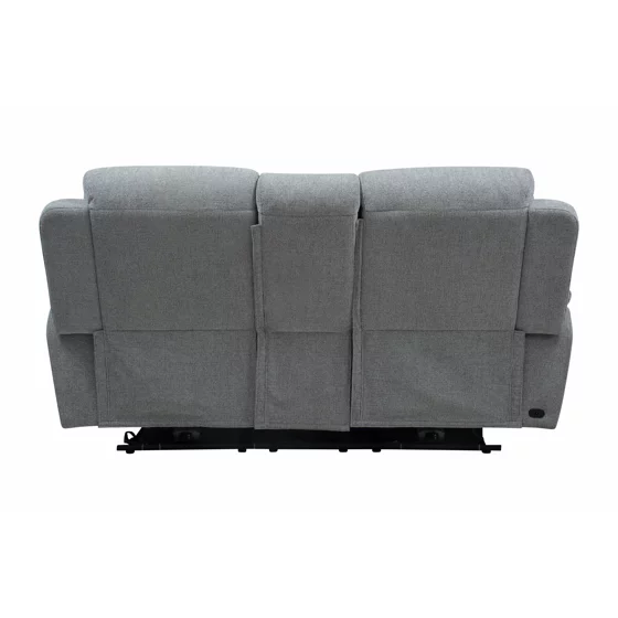 Canapea cu Recliner Gregory, 2 Locuri, Actionare Electrica, Bar, 184x95x102 h cm, Stofa Gri picture - 4