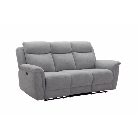 Canapea cu Recliner Gregory, 3 Locuri, Actionare Electrica, 202x95x102 h cm, Stofa Gri picture - 2
