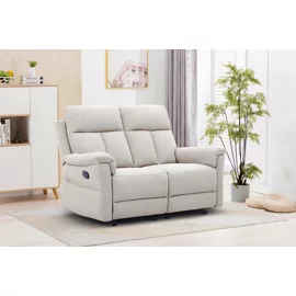 Canapea cu Recliner Lema, 2 Locuri, Actionare Manuala, 146x94x102 h cm, Stofa Crem