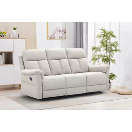 Canapea cu Recliner Lema, 3 Locuri, Actionare Manuala, 203x94x102 h cm, Stofa Crem