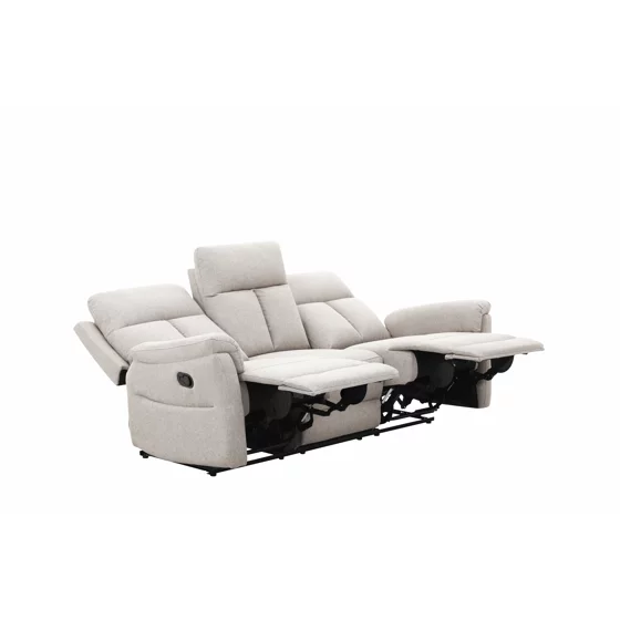 Canapea cu Recliner Lema, 3 Locuri, Actionare Manuala, 203x94x102 h cm, Stofa Crem picture - 4