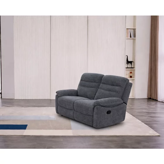 Canapea cu Recliner Luvia 9939M, 2 Locuri, Actionare Electrica, 145x91x100 h cm, Stofa Gri picture - 2