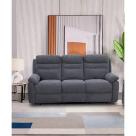 Canapea cu Recliner Luvia 9939M, 3 Locuri, Actionare Electrica, 198x91x100 h cm, Stofa Gri