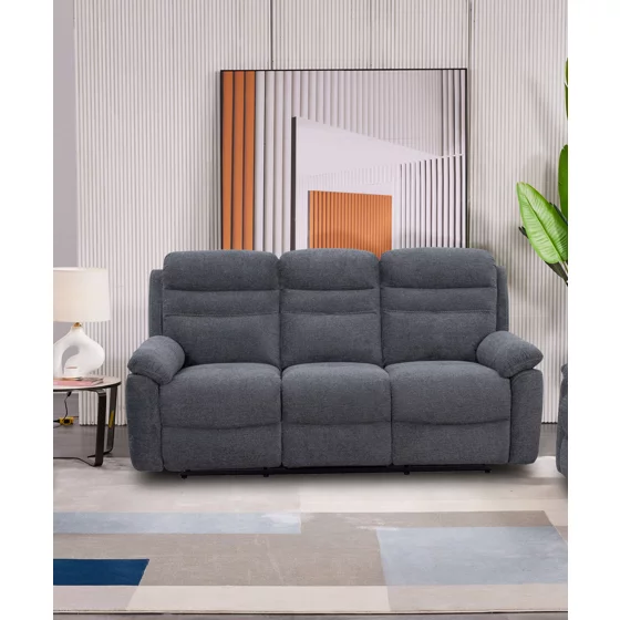 Canapea cu Recliner Luvia 9939M, 3 Locuri, Actionare Electrica, 198x91x100 h cm, Stofa Gri picture - 1