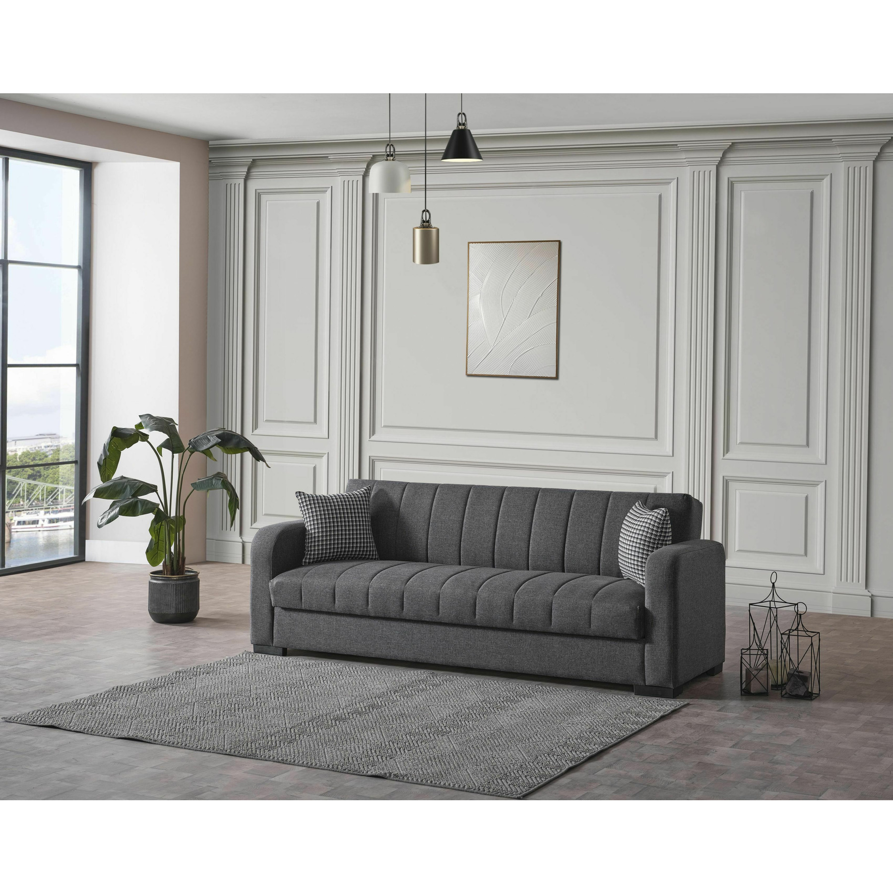 Canapea extensibila adele, 220x78x80 cm, gri inchis