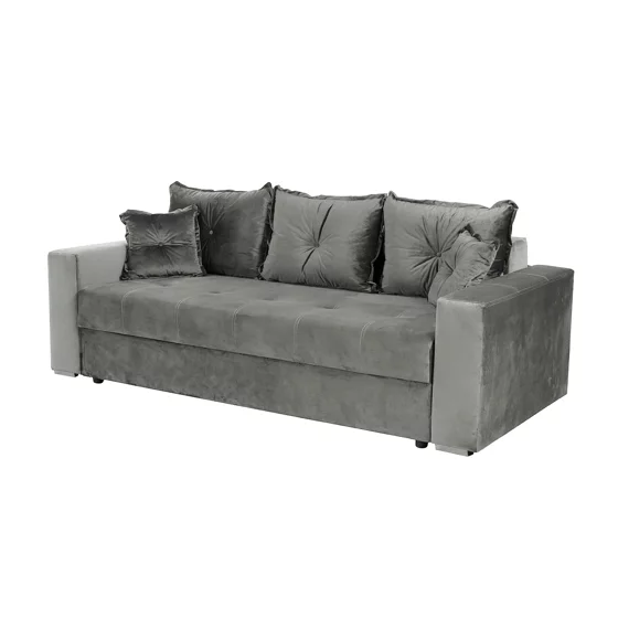 Canapea Extensibila Alastaro, 235x110x77 h cm, Stofa tip Catifea, Gri Deschis picture - 2