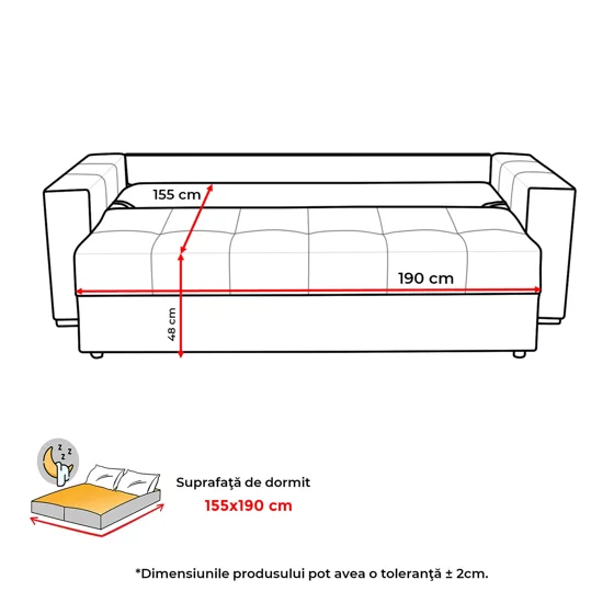 Canapea Extensibila Alastaro, 235x110x77 h cm, Stofa tip Catifea, Gri Deschis picture - 8