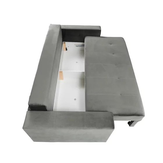 Canapea Extensibila Alastaro, 235x110x77 h cm, Stofa tip Catifea, Gri Deschis picture - 5