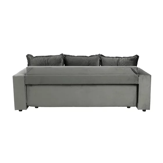 Canapea Extensibila Alastaro, 235x110x77 h cm, Stofa tip Catifea, Gri Deschis picture - 4