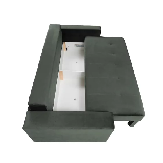 Canapea Extensibila Alastaro, 235x110x77 h cm, Stofa tip Catifea, Gri Inchis picture - 5