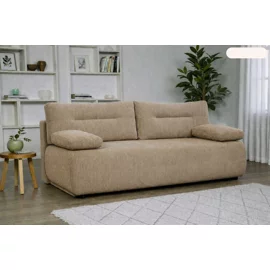 Canapea Extensibila Allegro 195x100x85 cm, Catifea Raiata, Beige Inchis