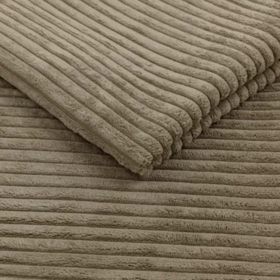 Canapea Extensibila Allegro 195x100x85 cm, Catifea Raiata, Beige Inchis picture - 2