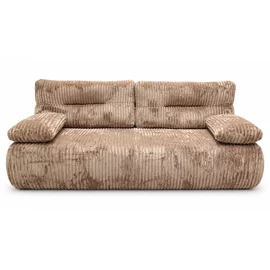 Canapea Extensibila Allegro 195x100x85 cm, Catifea Raiata, Beige Inchis