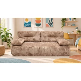 Canapea Extensibila Allegro 195x100x85 cm, Catifea Raiata, Beige Inchis
