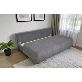 Canapea Extensibila Allegro 195x100x85 cm, Catifea Raiata, Gri Inchis