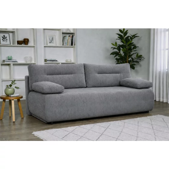 Canapea Extensibila Allegro 195x100x85 cm, Catifea Raiata, Gri Inchis picture - 1