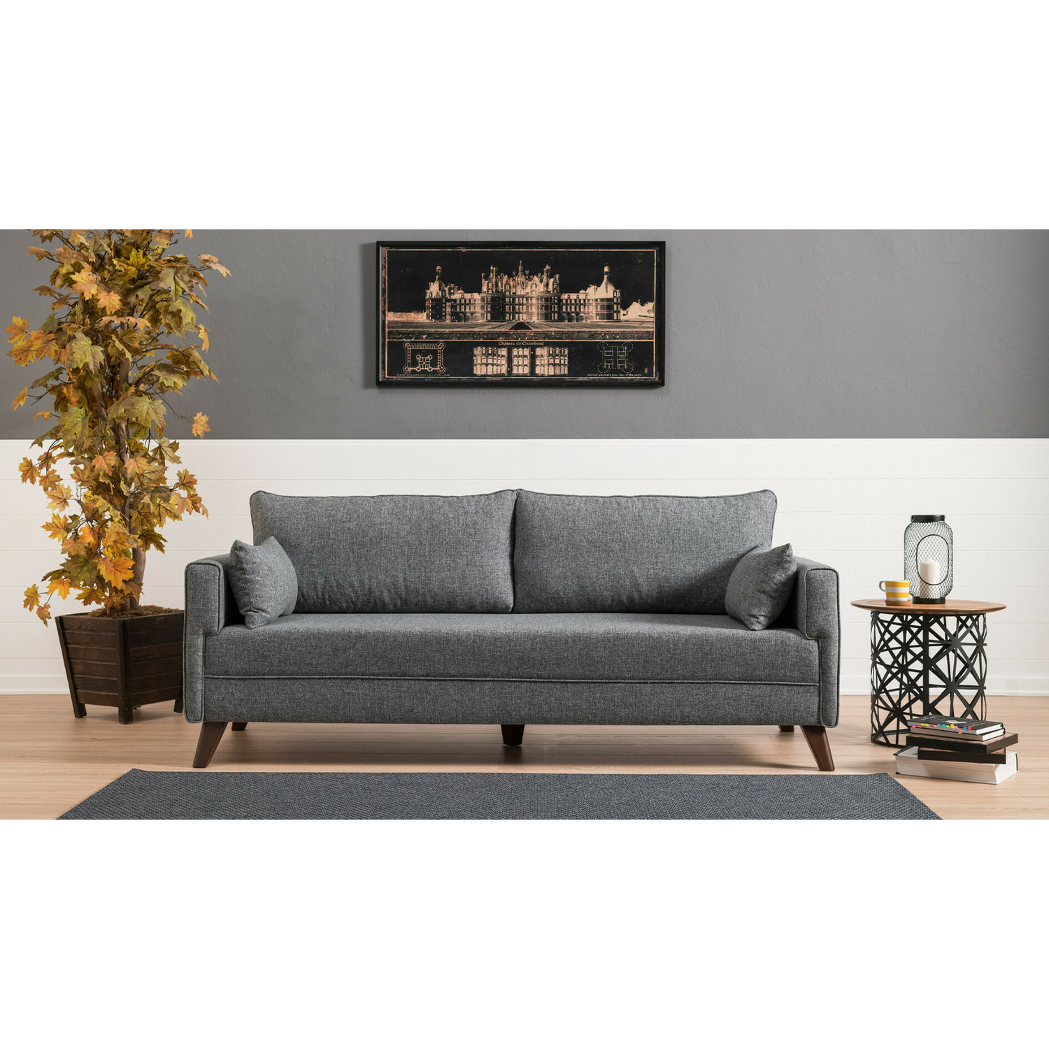 Canapea extensibila bella, 208x81x85 cm - gri