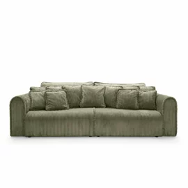 Canapea Extensibila Big Buddy Extra Large, 302x130x92 cm, Suprafata Pentru Dormit - 182x244 cm, Stofa - Verde Olive