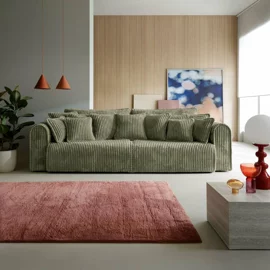 Canapea Extensibila Big Buddy Extra Large, 302x130x92 cm, Suprafata Pentru Dormit - 182x244 cm, Stofa - Verde Olive