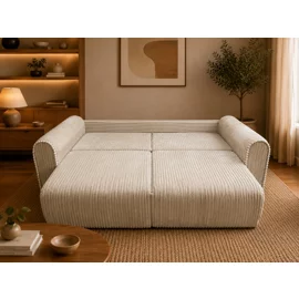 Canapea Extensibila Bodo, 233x115x93 h cm, Stofa Raiata Tillia 01 Bej