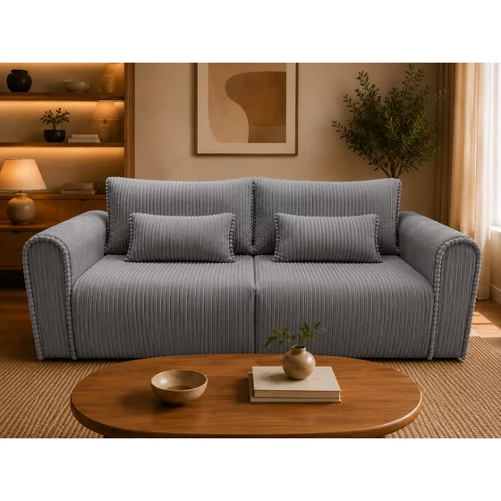 Canapea Extensibila Bodo, 250x115x90 h cm, Stofa Raiata Tillia 90 Gri picture - 1