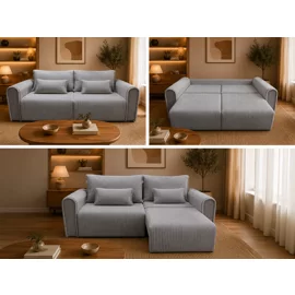 Canapea Extensibila Bodo, 233x115x93 h cm, Stofa Raiata Tillia 90 Gri