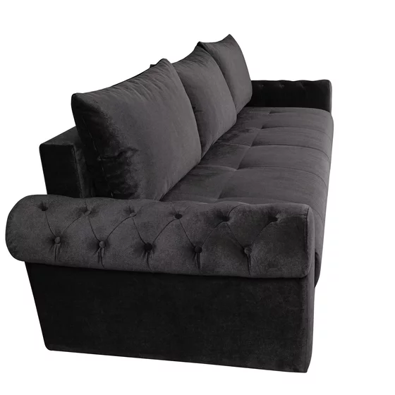 Canapea Extensibila Classic, 243x100x72 h cm, Stofa Tip Catifea Gri Inchis picture - 3