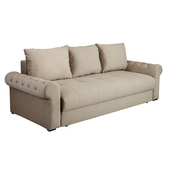 Canapea Extensibila Classic, 243x100x72 h cm, Stofa Tip Catifea, Sand Beige picture - 5