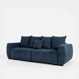 Canapea Extensibila Cortona, 252x105x94 h cm, Stofa, Albastra