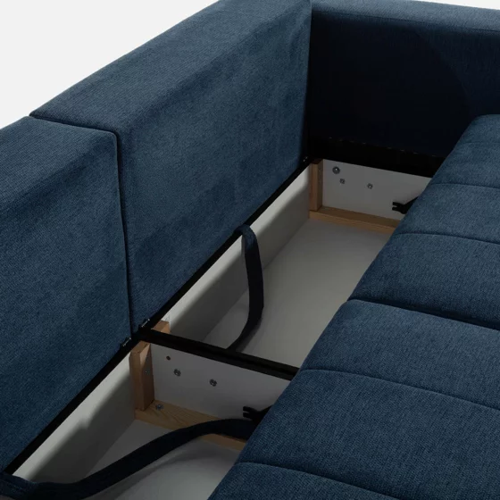 Canapea Extensibila Cortona, 252x105x94 h cm, Stofa, Albastra picture - 6