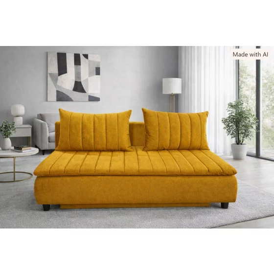 Canapea Extensibila Horus, 208x95x102 h cm, Stofa Galben Curry picture - 1