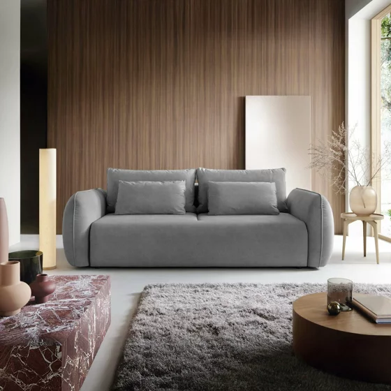 Canapea Extensibila Maloy, 252x103x 89 h cm, Catifea, Gri Inchis picture - 1