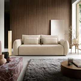 Canapea Extensibila Maloy, 252x103x 89 h cm, Catifea, Beige