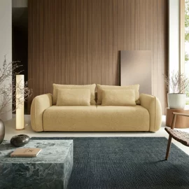 Canapea Extensibila Maloy, 252x103x 89 h cm, Stofa, Galben Deschis