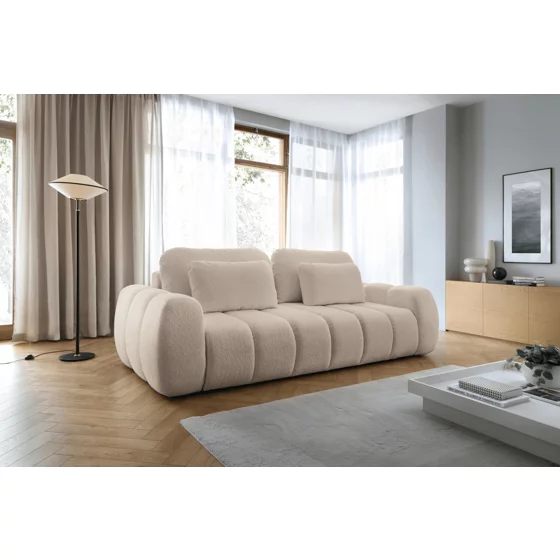 Canapea Extensibila Mooma, 258x115x89 cm, Stofa Boucle Abriamo 03, Beige picture - 1