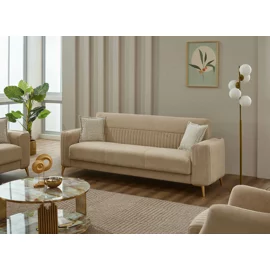 Canapea Extensibila Neo, 238x85x90 h cm, Catifea Beige Inchis