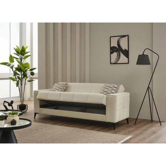 Canapea Extensibila Nova, 230x85x90 h cm, Stofa Beige Deschis picture - 2